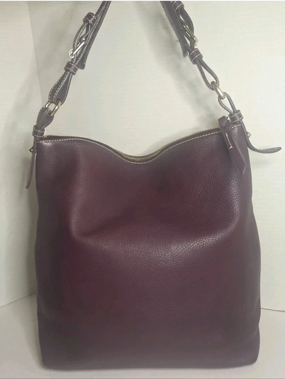 Dooney & Bourke Dillen Double Pocket Satchel Large Handbag Purse Purple Plum